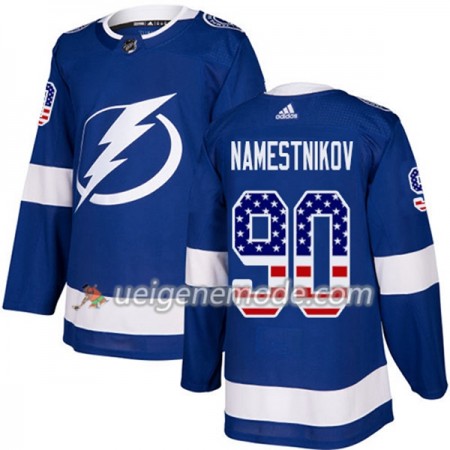Herren Eishockey Tampa Bay Lightning Trikot Vladislav Namestnikov 90 Adidas 2017-2018 Blue USA Flag Fashion Authentic